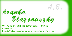 aranka blazsovszky business card